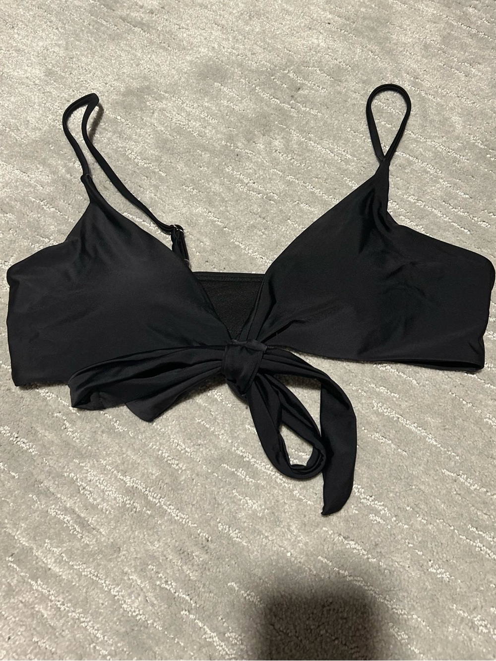 Black Tie Front Padded Bikini Top Swimsuit
